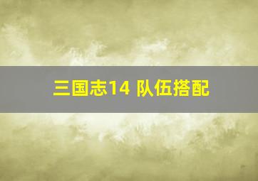 三国志14 队伍搭配